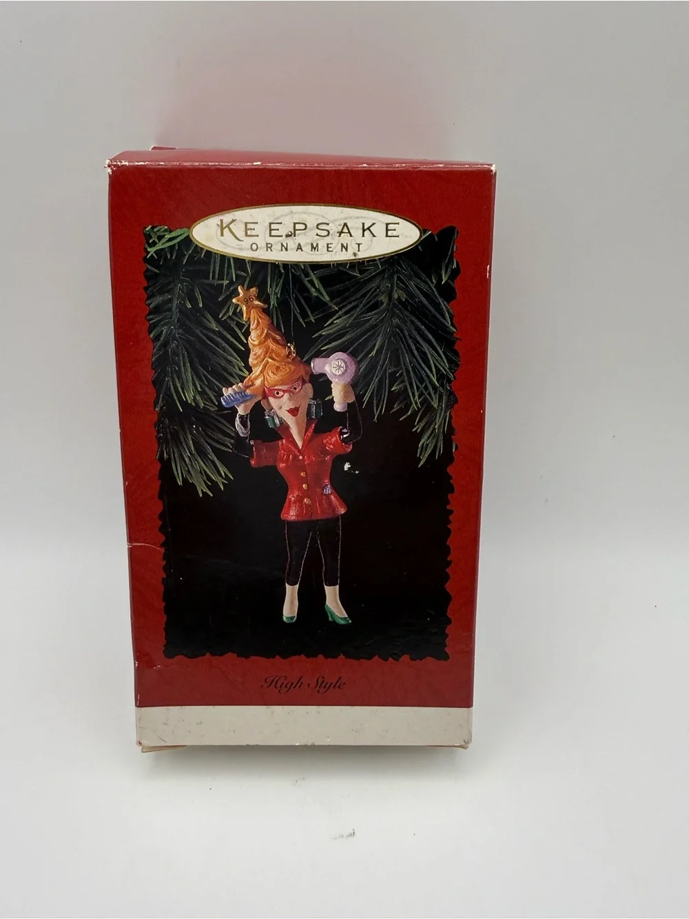 Hallmark Orange-Red Black Green Holiday Hair Stylist Ornament